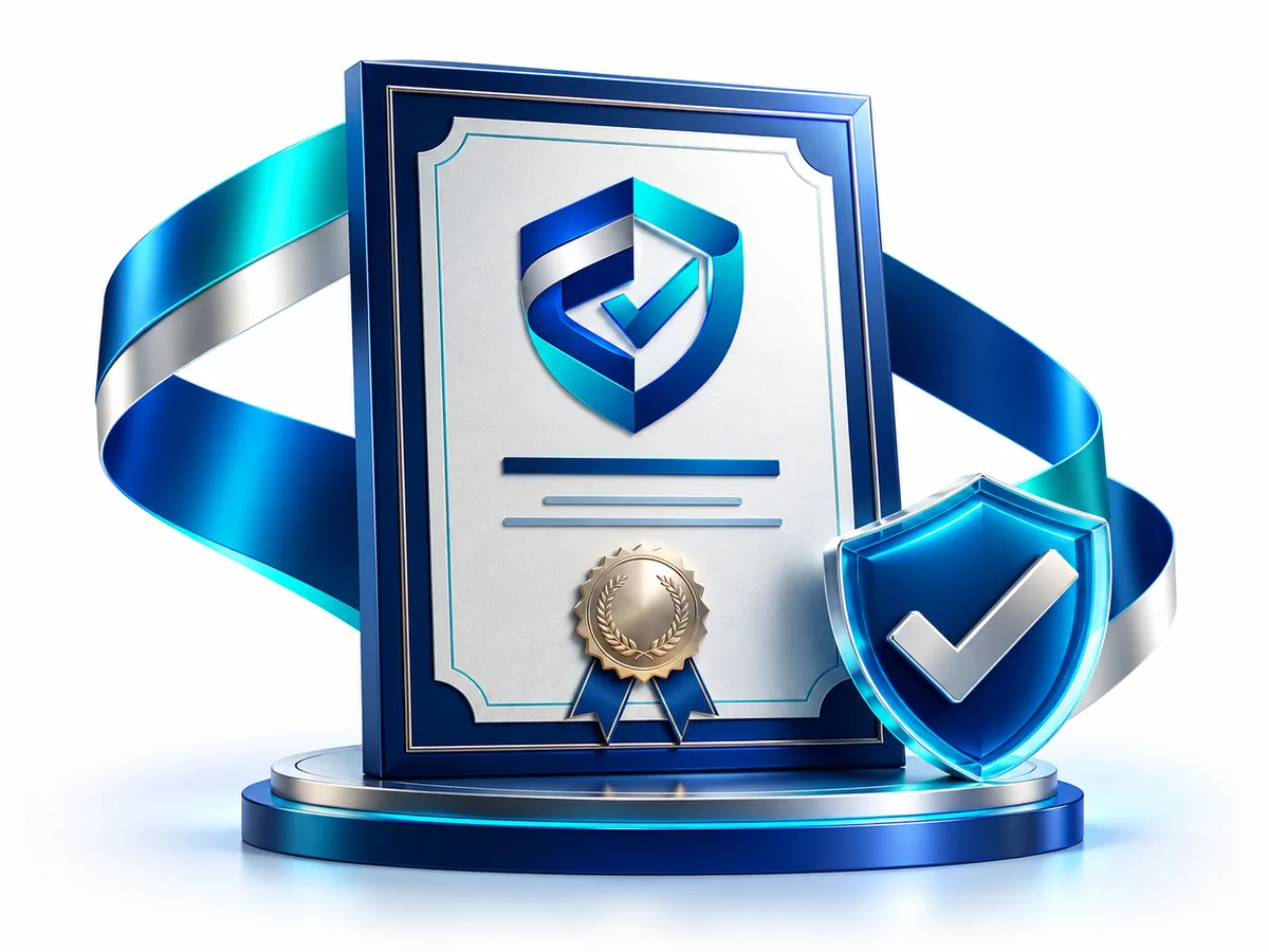 Certificado con el escudo de EduTrust Quality y un sello de calidad
